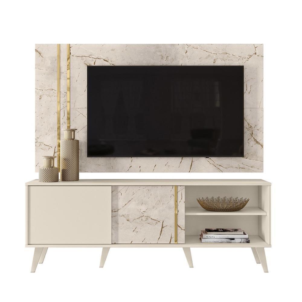 Rack Bancada E Painel Para Tv De 60 Polegadas Cronos - Calacata Off White - 9