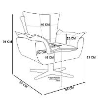Poltrona Decorativa Base Giratória Cromada Com Puff Opla Suede Marrom - Ibiza