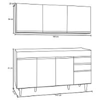 Armário Aéreo Argélia E Balcão Gabinete Para Pia 150cm Sem Tampo Marrocos Castanho-cinza - Lumil Móveis - 4