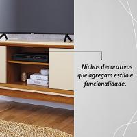Rack Bancada 2 Portas Tvs Até 65 Polegadas Atlas - Cinamomo Off White - 6