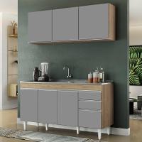 Armário Aéreo Argélia E Balcão Com Pia 150cm Marrocos Castanho-cinza - Lumil Móveis - 2