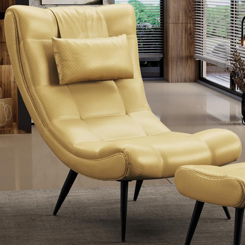 Kit 2 Poltronas Decorativas Para Sala De Estar Com Almofada E Pés Palito Lord Facto Dourado - Ibiza - 5