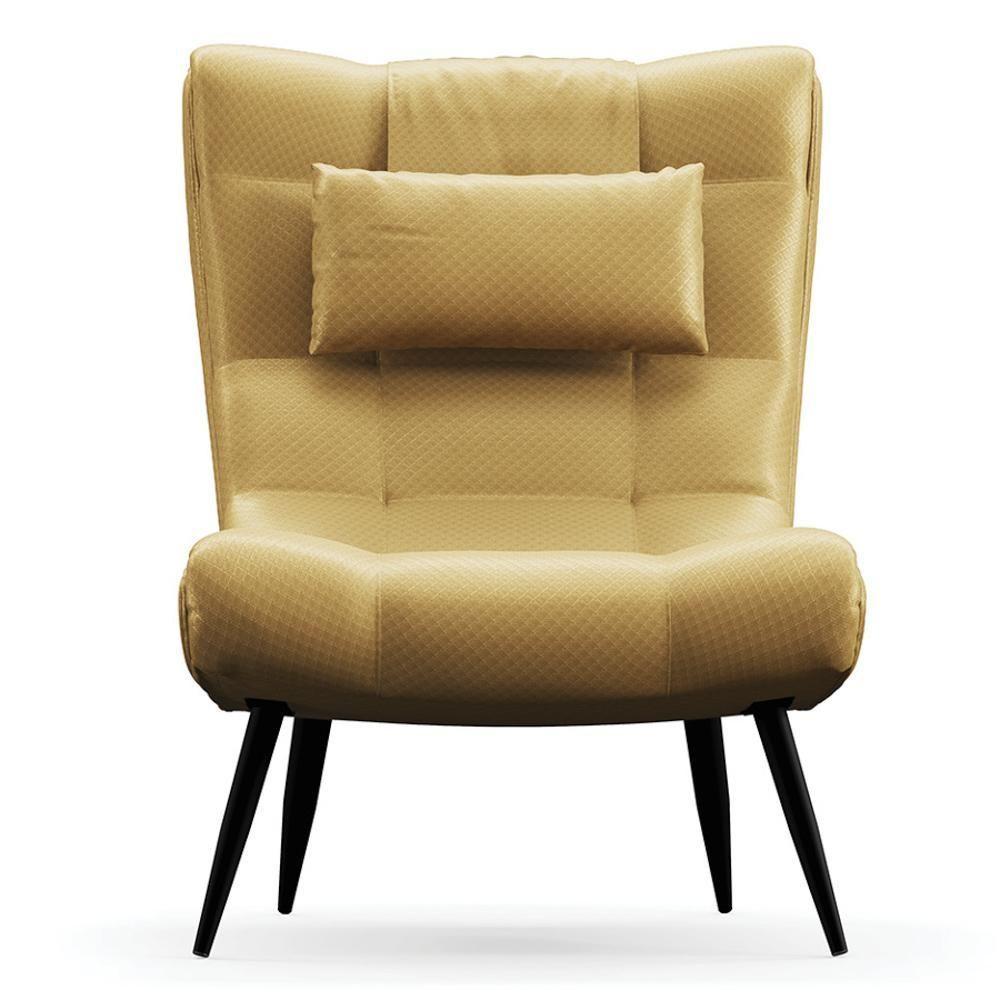 Kit 2 Poltronas Decorativas Para Sala De Estar Com Almofada E Pés Palito Lord Facto Dourado - Ibiza - 7