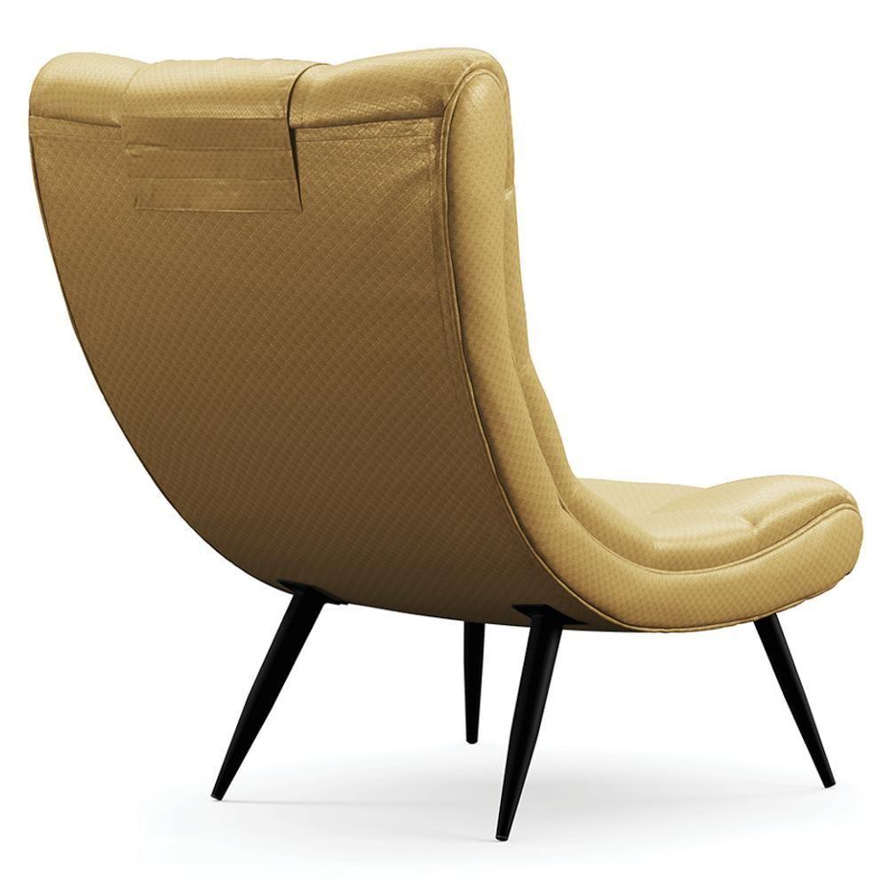 Kit 2 Poltronas Decorativas Para Sala De Estar Com Almofada E Pés Palito Lord Facto Dourado - Ibiza - 9