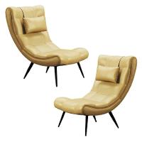 Kit 2 Poltronas Decorativas Para Sala De Estar Com Almofada E Pés Palito Lord Facto Dourado - Ibiza - 1