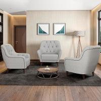 Poltrona Decorativa Para Sala De Estar Com Capitonê Pietà M22 Linho Cinza - Mpozenato - 2