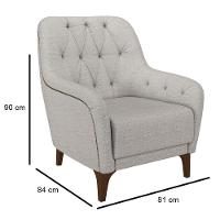 Poltrona Decorativa Para Sala De Estar Com Capitonê Pietà M22 Linho Cinza - Mpozenato