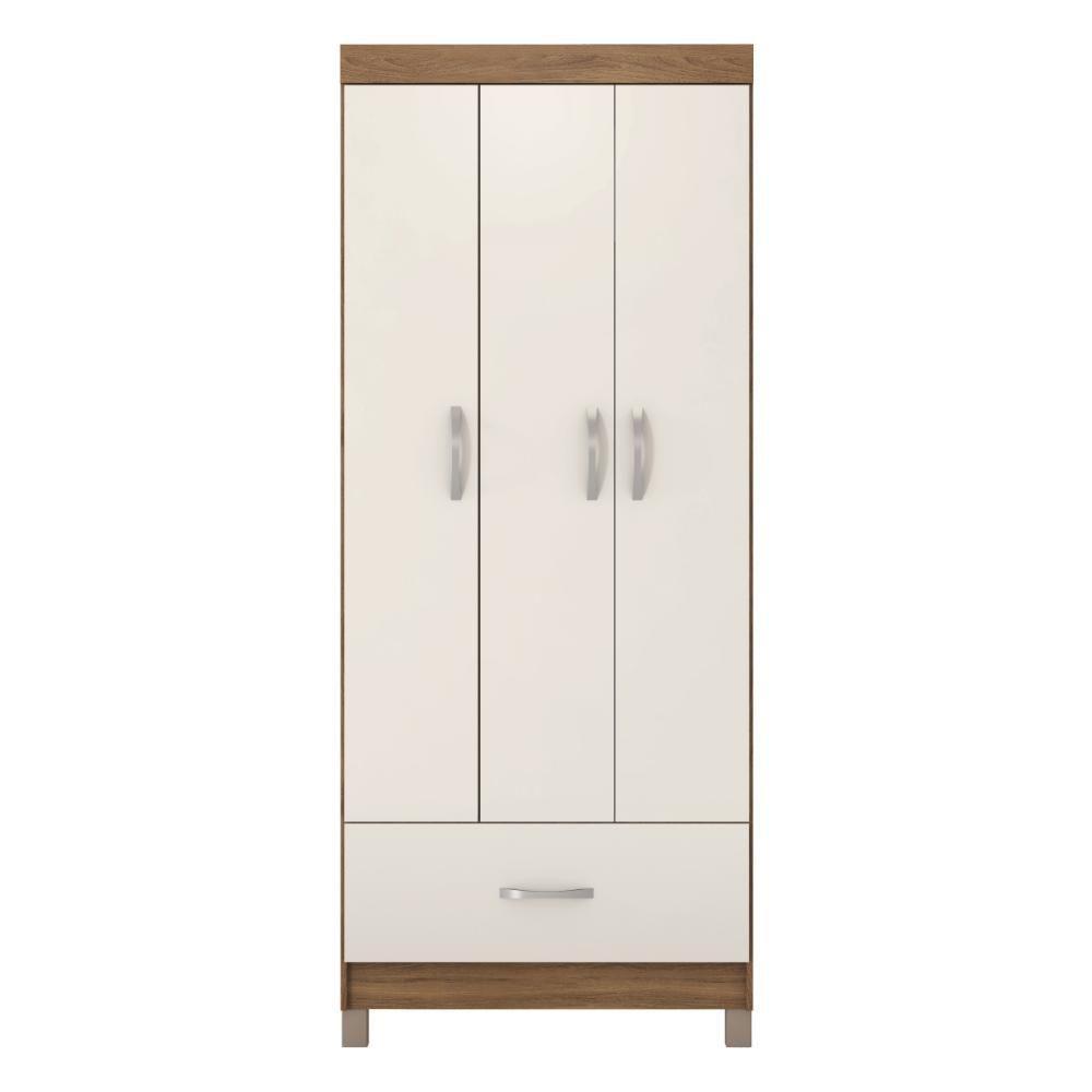 Guarda Roupa Solteiro 3 Portas E 1 Gaveta Realeza - Amêndola Touch Off White - 10