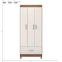 Guarda Roupa Solteiro 3 Portas E 1 Gaveta Realeza - Amêndola Touch Off White - 2