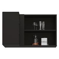 Armário Aéreo De Canto Reto Com Nicho Adega Austin Preto - Lumil - 2