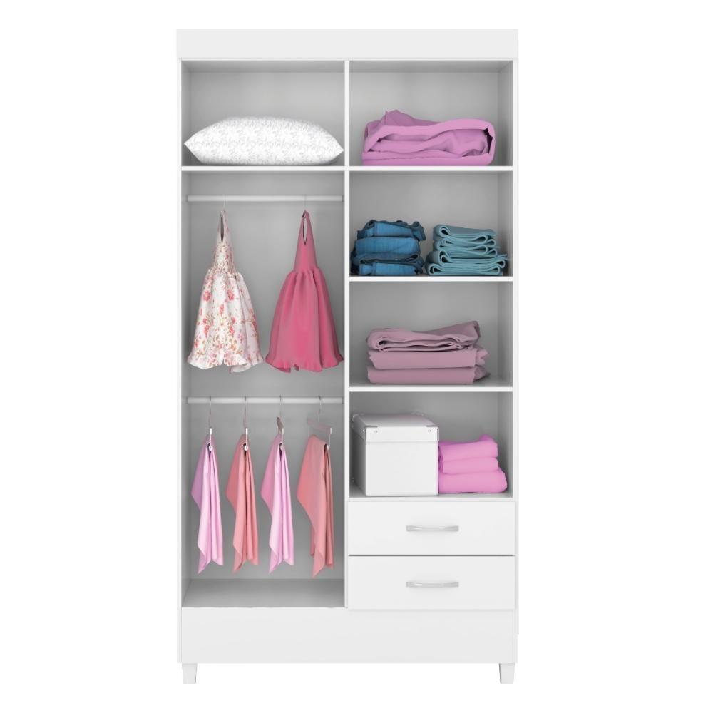 Guarda Roupa Solteiro 4 Portas E 2 Gavetas Toledo - Branco Rosa - 3