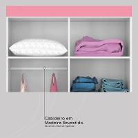 Guarda Roupa Solteiro 4 Portas E 2 Gavetas Toledo - Branco Rosa - 8