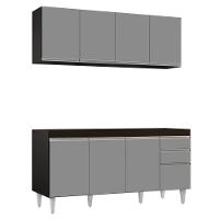 Armário Aéreo Nevada E Balcão Para Pia 160cm Arkansas Preto-cinza - Lumil Móveis - 1