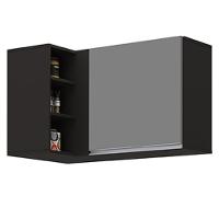 Armário Aéreo De Canto Reto Com Nicho Adega Austin Preto-cinza - Lumil - 1