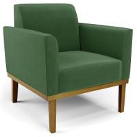 Poltrona Base Madeira Castanho Kit 2 Maressa Suede Verde - Ibiza - 5