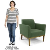 Poltrona Base Madeira Castanho Kit 2 Maressa Suede Verde - Ibiza - 8