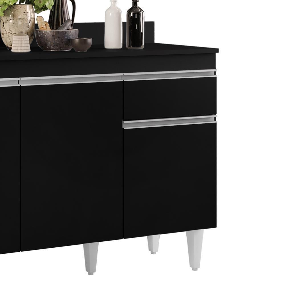 Armário Aéreo Virgínia E Balcão Para Pia Com Tampo 120cm Arizona Preto - Lumil - 8