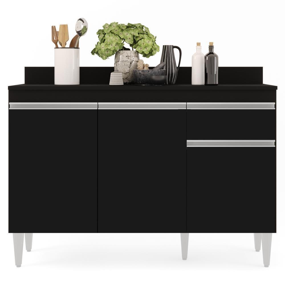 Armário Aéreo Virgínia E Balcão Para Pia Com Tampo 120cm Arizona Preto - Lumil - 10