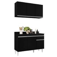 Armário Aéreo Virgínia E Balcão Para Pia Com Tampo 120cm Arizona Preto - Lumil - 1