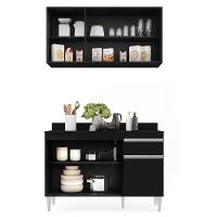 Armário Aéreo Virgínia E Balcão Para Pia Com Tampo 120cm Arizona Preto - Lumil