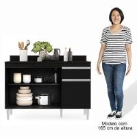 Armário Aéreo Virgínia E Balcão Para Pia Com Tampo 120cm Arizona Preto - Lumil - 6