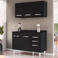 Armário Aéreo Honduras E Balcão Gabinete Com Tampo 120cm Suécia Preto - Lumil - 2