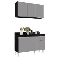 Armário Aéreo Virgínia E Balcão Para Pia Com Tampo 120cm Arizona Preto-cinza - Lumil - 1