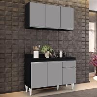 Armário Aéreo Virgínia E Balcão Para Pia Com Tampo 120cm Arizona Preto-cinza - Lumil - 5