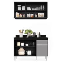 Armário Aéreo Virgínia E Balcão Para Pia Com Tampo 120cm Arizona Preto-cinza - Lumil - 6