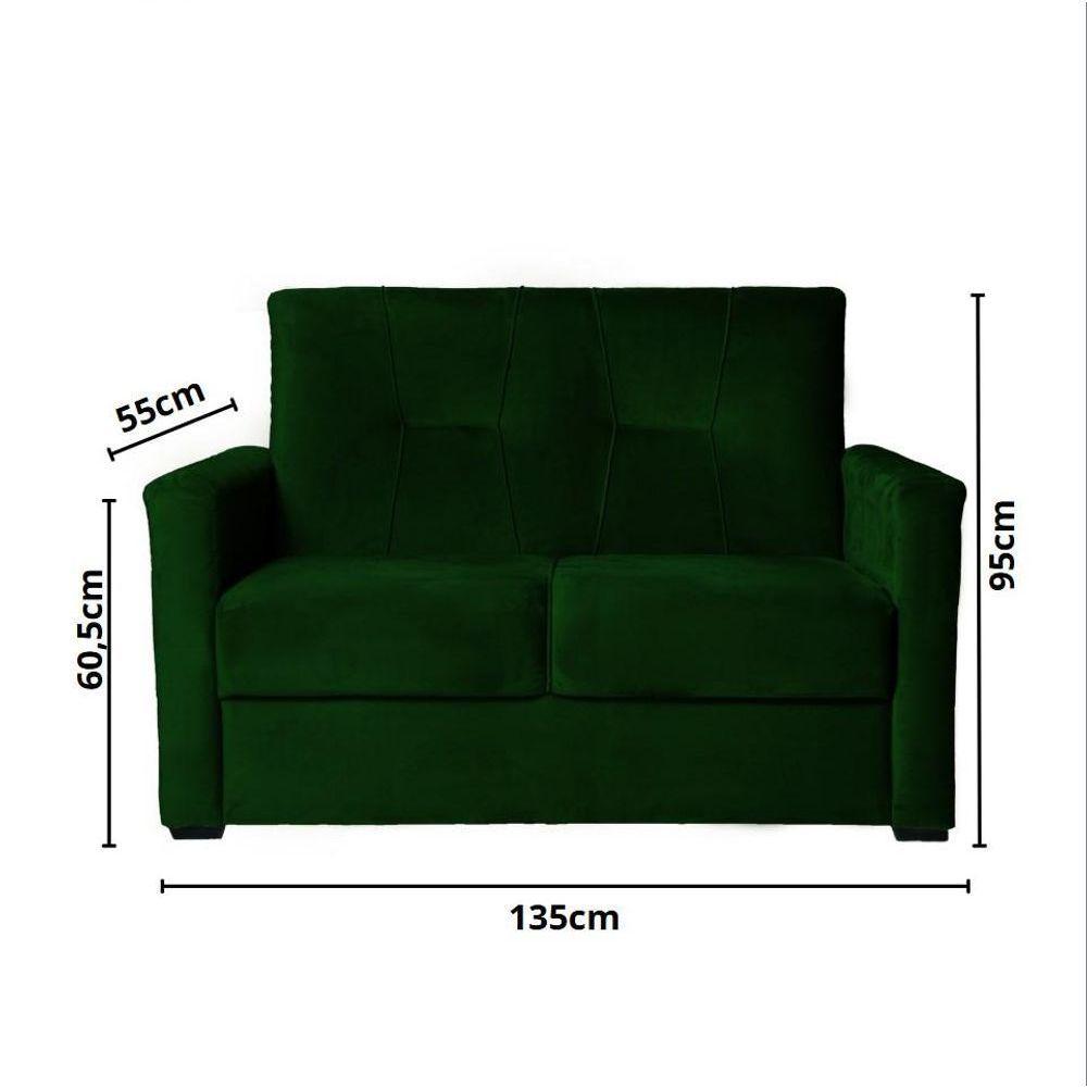 Sofá Pequeno 2 Lugares 1,35 Porta Controle No Braço Alice Verde - 3
