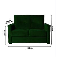 Sofá Pequeno 2 Lugares 1,35 Porta Controle No Braço Alice Verde - 3