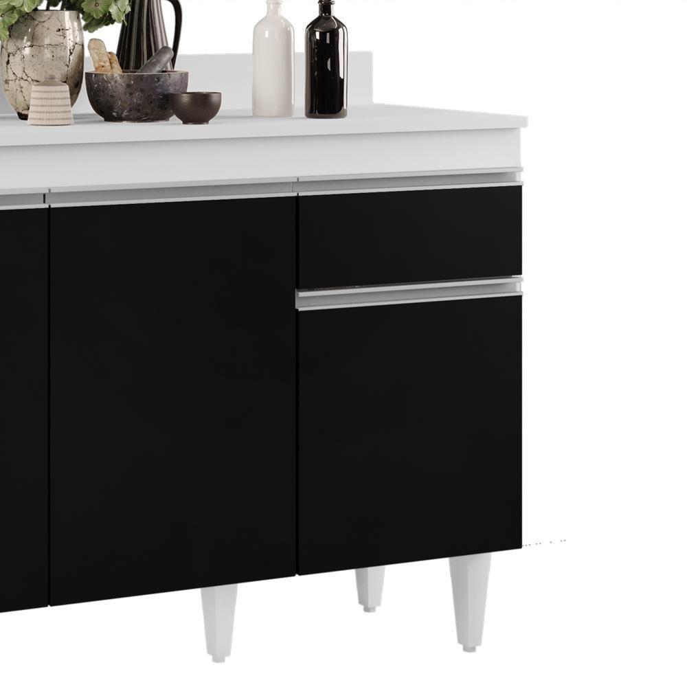 Armário Aéreo Virgínia E Balcão Para Pia Com Tampo 120cm Arizona Branco-preto - Lumil - 4