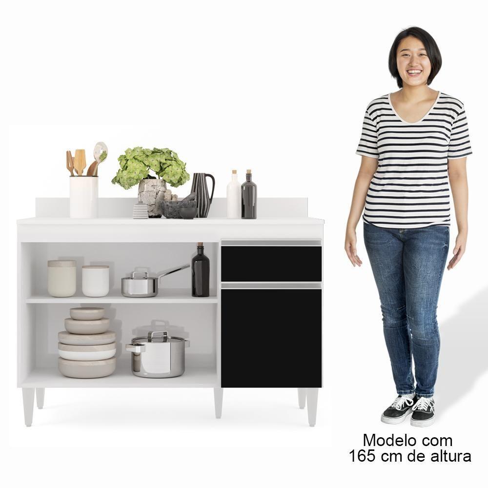 Armário Aéreo Virgínia E Balcão Para Pia Com Tampo 120cm Arizona Branco-preto - Lumil - 10