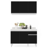 Armário Aéreo Virgínia E Balcão Para Pia Com Tampo 120cm Arizona Branco-preto - Lumil - 2