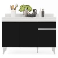 Armário Aéreo Virgínia E Balcão Para Pia Com Tampo 120cm Arizona Branco-preto - Lumil - 5