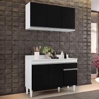 Armário Aéreo Virgínia E Balcão Para Pia Com Tampo 120cm Arizona Branco-preto - Lumil - 6