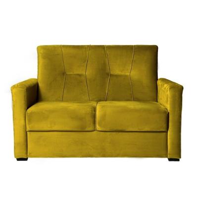 Sofá Pequeno 2 Lugares 1,35 Porta Controle No Braço Alice Amarelo
