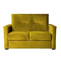 Sofá Pequeno 2 Lugares 1,35 Porta Controle No Braço Alice Amarelo - 1