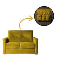 Sofá Pequeno 2 Lugares 1,35 Porta Controle No Braço Alice Amarelo