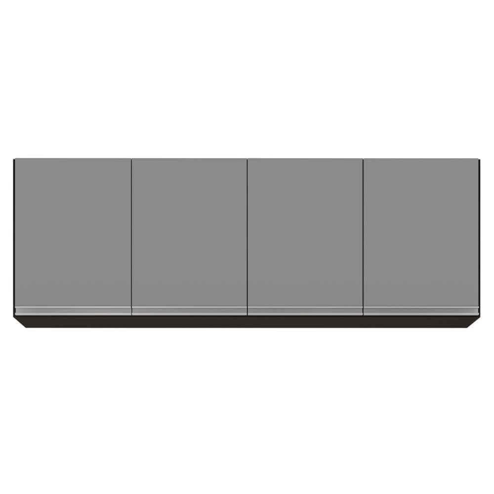 Armário Aéreo 160cm 4 Portas Nevada Preto-cinza - Lumil Móveis - 1