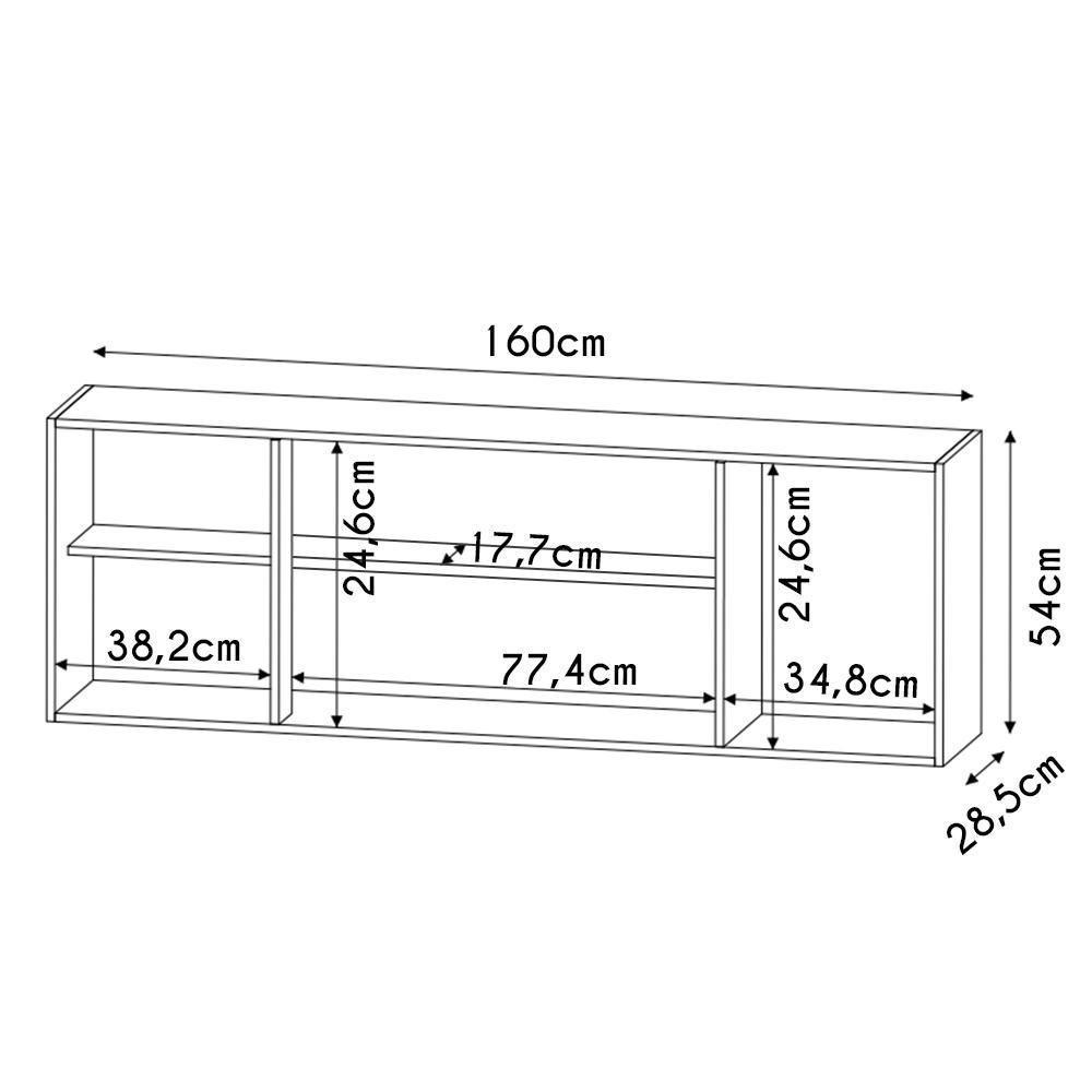 Armário Aéreo 160cm 4 Portas Nevada Preto-cinza - Lumil Móveis - 4