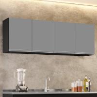 Armário Aéreo 160cm 4 Portas Nevada Preto-cinza - Lumil Móveis - 2