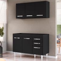 Armário Aéreo Honduras E Balcão Gabinete Sem Tampo 120cm Suécia Preto - Lumil - 2