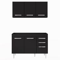 Armário Aéreo Honduras E Balcão Gabinete Sem Tampo 120cm Suécia Preto - Lumil - 7