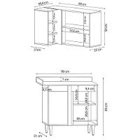 Balcão 1 Porta Denver E Armário Aéreo Austin De Canto Preto-cinza - Lumil