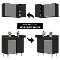 Balcão 1 Porta Denver E Armário Aéreo Austin De Canto Preto-cinza - Lumil - 6