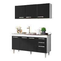 Armário Aéreo Parma E Balcão Gabinete Com Pia Inox 150cm Lisboa - Lumil Móveis Branco