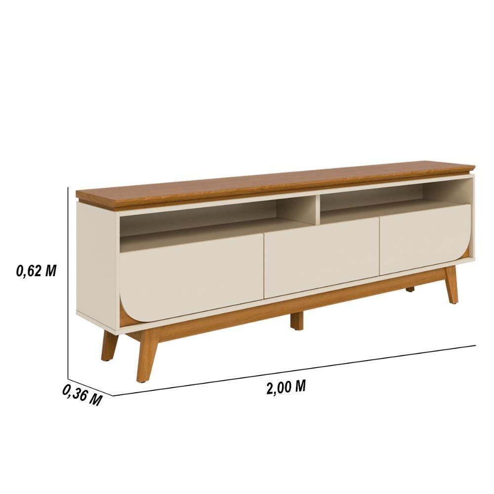 Rack Bancada 3 Gavetas Tvs Até 75 Polegadas Selene - Cinamomo Off White - 2