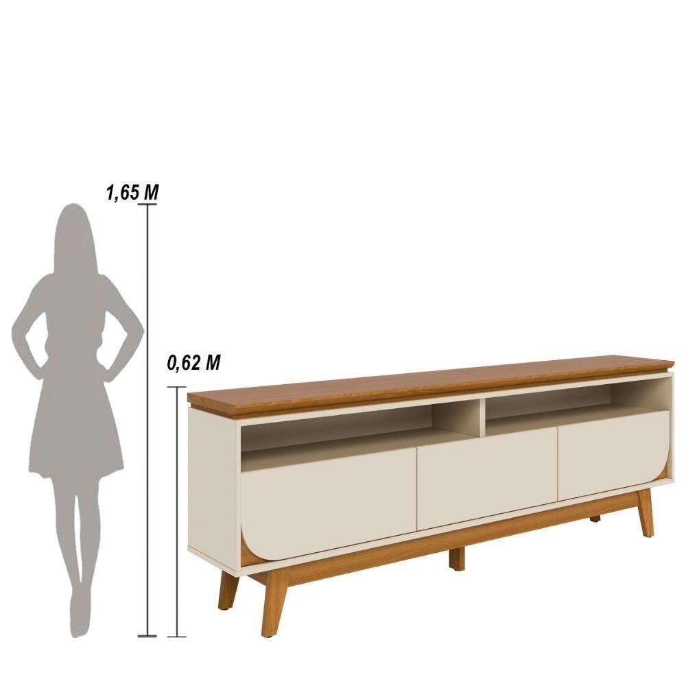 Rack Bancada 3 Gavetas Tvs Até 75 Polegadas Selene - Cinamomo Off White - 3