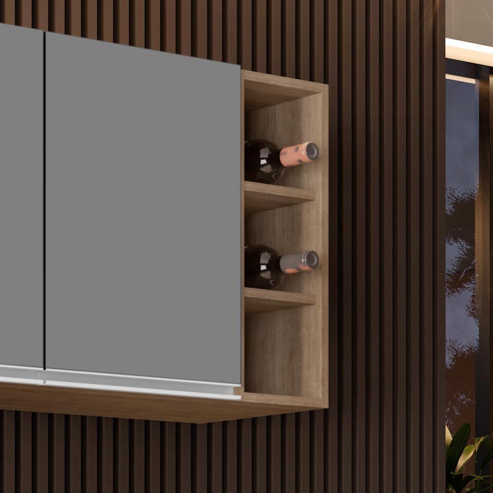 Armário Aéreo Nevada Com Nicho 180cm 4 Portas Castanho-cinza - Lumil - 6